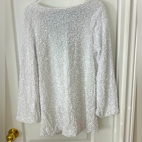 Short a line sequence dress lined black satin ribbon closure - Picture 4 of 11